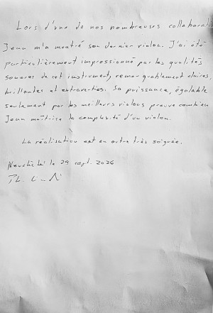 Lettre de recommandation de Philippe Girardin Neuchâtel pour Jean Sidler Bienne